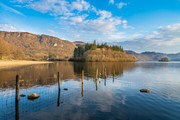 Fototapeta premium Derwentwater lake in golden hour light, Lake District. England