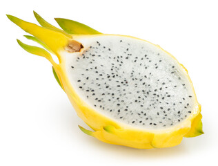 Yellow Dragon fruit isolated on white background, Dragon fruit or Pitahaya isolated on white With...