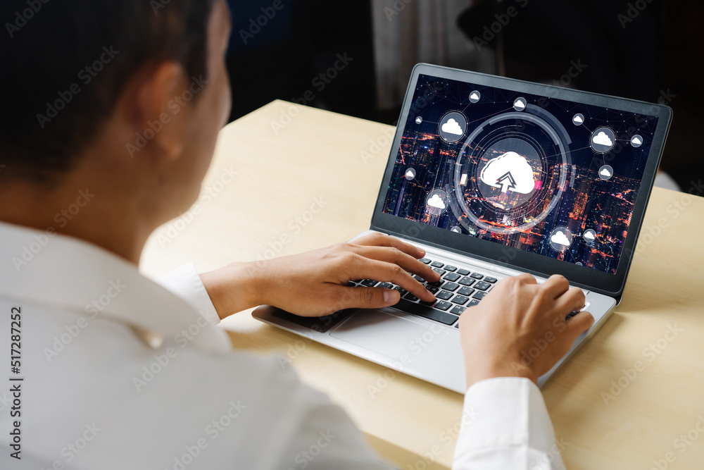 Poster cloud computing software for modish remote work and personal data storage