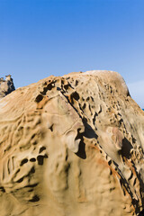 風波によって浸食された海岸線の岩　日南海岸	