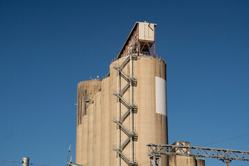 Closeup of grain silos at Gladstone Harbour.