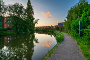 Coventry Canal Basin at sunset. England