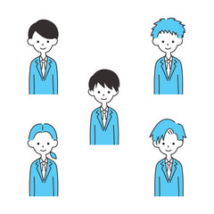 .男性のビジネスマン　上半身アイコンセット