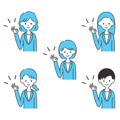 女性のビジネスマン　上半身アイコンセット　OK