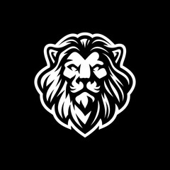 Lion head line art mascot logo design. Lion vector illustration on dark background	
