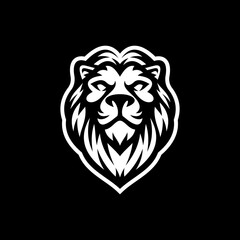 Lion head line art mascot logo design. Lion vector illustration on dark background	
