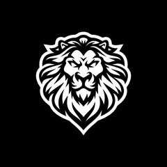Lion head line art mascot logo design. Lion vector illustration on dark background	
