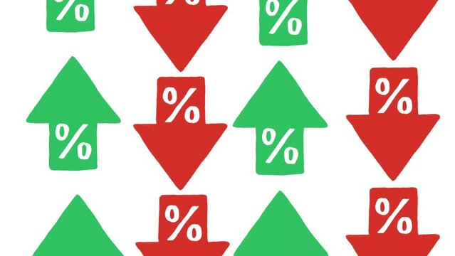 Arrows Up and Down Green and Red With Percentage Animation