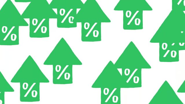 Percentage Increase Green Arrow Going Up Animation Interest Rate