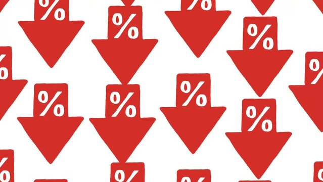 Percentage Decrease Red Arrow Going Down Animation Interest Rate