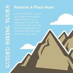 Naklejka premium Guided hiking tours, reserve a place now vector