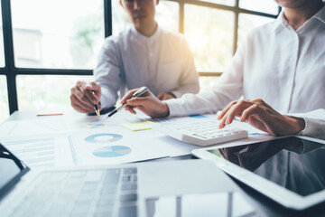 Business Team Meeting Project Planning Concept, Business People meeting Planning Strategy Analysis Concept on future plans to colleagues in office.