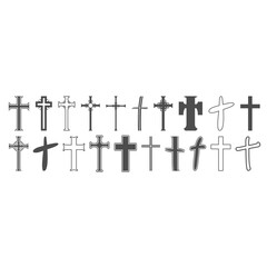 Christian crosses icons collection. Religion concept illustration