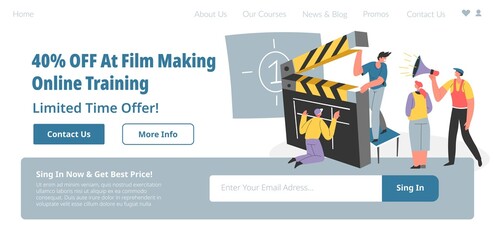 Discount on film making online training, website