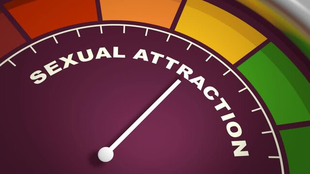 Sexual attraction meter scale with arrow. The libido level measuring device icon. Sign tachometer, speedometer or indicator. Infographic gauge element. 3D render