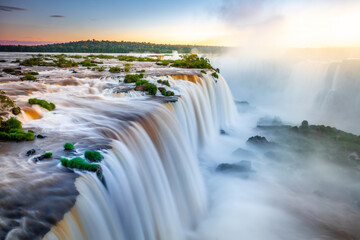 Above Iguazu waterfalls at sunrise, Brazil, border with Argentina