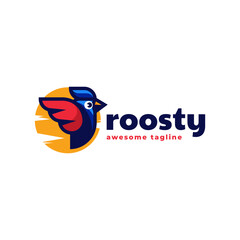 Vector Logo Illustration Rooster Simple Mascot Style.