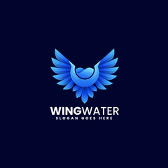 Vector Logo Illustration Wing Water Gradient Colorful Style.