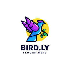 Vector Logo Illustration Bird Simple Mascot Style.