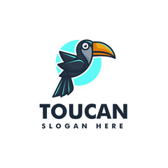 Vector Logo Illustration Toucan Simple Mascot Style.