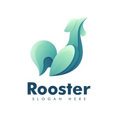 Vector Logo Illustration Rooster Gradient Colorful Style.
