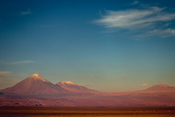 Licancabur volcano sunset in Atacama desert, Chile, South America