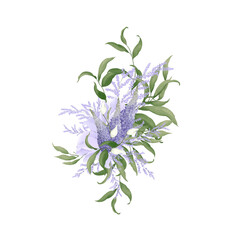 Arrange bouquet of white and lilac  florals