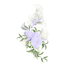 Arrange bouquet of white and lilac  florals