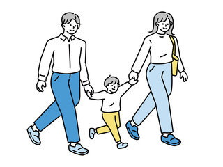 家族、買い物、ショッピングのイラスト(子供、旅行散歩、通学、通勤、お出かけ) Illustrations of family, shopping and shopping.Children, travel, walk, commute to school, commute to work, go out.