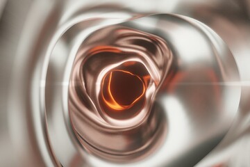 A hypnotic looping abstract background with contrasting silver and gold gradients, and a spiral object rotating to its center of focus.
