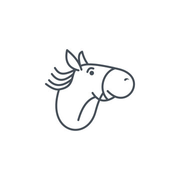 Cute Horse Head Line Icon