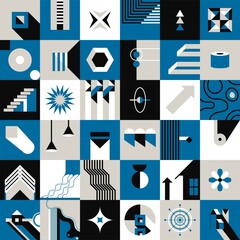 Mid century modern or Bauhaus abstract grid shape