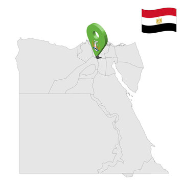 Location Monufia Governorate on map Egypt. 3d location sign similar to the flag of  Monufia. Quality map  with  provinces Egypt for your design. EPS10