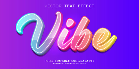 Editable text effect Vibe three dimension text style