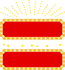電飾付きの赤い横型看板の背景素材 - obrazy, fototapety, plakaty
