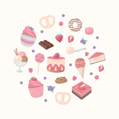 Dessert banner with fruit in pastel color