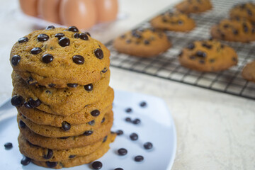 fresh homemade chocolate chip cookie. have a sweet taste