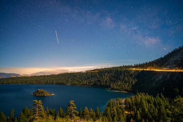 Emerald Bay Under Night Sky and Milkyway, Lake Tahoe, California