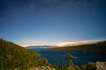 Emerald Bay Under Night Sky, Lake Tahoe, California