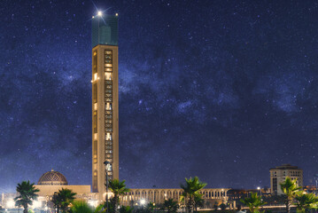 the great mosque and stars in algeria - obrazy, fototapety, plakaty