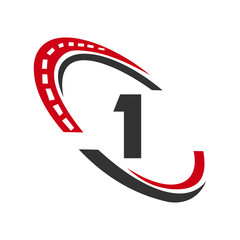 Letter 1 Transport Sign, Transportation Logo Design Template. Automotive Sport Road Logo Element