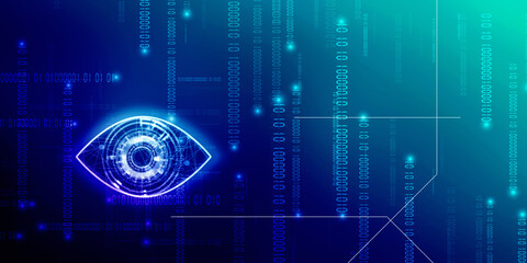 2d rendering Digital composite of Eye scanning a futuristic interface
