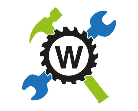W Gear logo vector full color template Icon