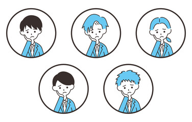 男性のビジネスマン　アイコンセット　困る