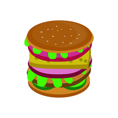Delicious burger flat icon. Design template vector