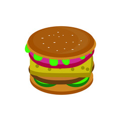 Delicious burger flat icon. Design template vector