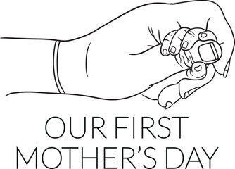 Mom and Kids Vector Minimal Line Drawing Art