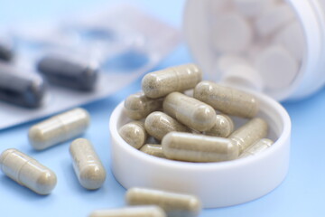 Medical and healthcare, Prescription medication for treatment. Pharmaceutical cure in a container...