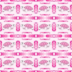 The Pink Turtle Design in Fabric Seamless Pattern  