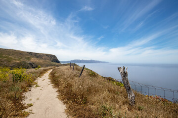 Potato Harbor hiking trail on Santa Cruz island in the Channel Islands National Park off the gold...